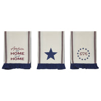 Celebration America My Sweet Home Ruffled Tea Towel Set of 3 16x28 **BACKORDERED UNTIL MARCH 2025**