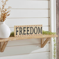 FREEDOM w/ Red Stars On Creme MDF Block Sign 4x11x1