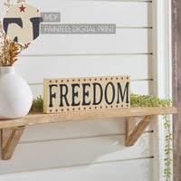 FREEDOM w/ Red Stars On Creme MDF Block Sign 4x11x1 **BACKORDERED UNTIL MARCH 2025**