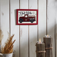 Shiplap God Bless America Red Truck Bunting & Fireworks MDF Wall Sign 8x12 **BACKORDERED UNTIL MARCH 2025**