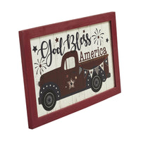 Shiplap God Bless America Red Truck Bunting & Fireworks MDF Wall Sign 8x12 **BACKORDERED UNTIL MARCH 2025**