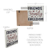 Friends Family Freedom On Galvanized Metal Print MDF Block Sign 10x10x1 **BACKORDERED UNTIL MARCH 2025**