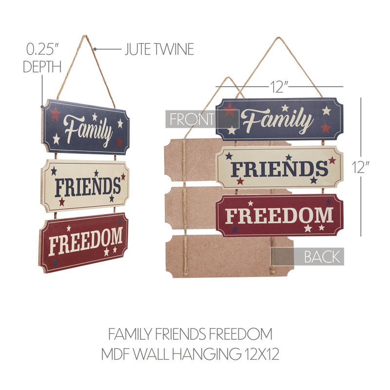 Family Friends Freedom MDF Wall Hanging 12x12 **BACKORDERED UNTIL MARCH 2025**