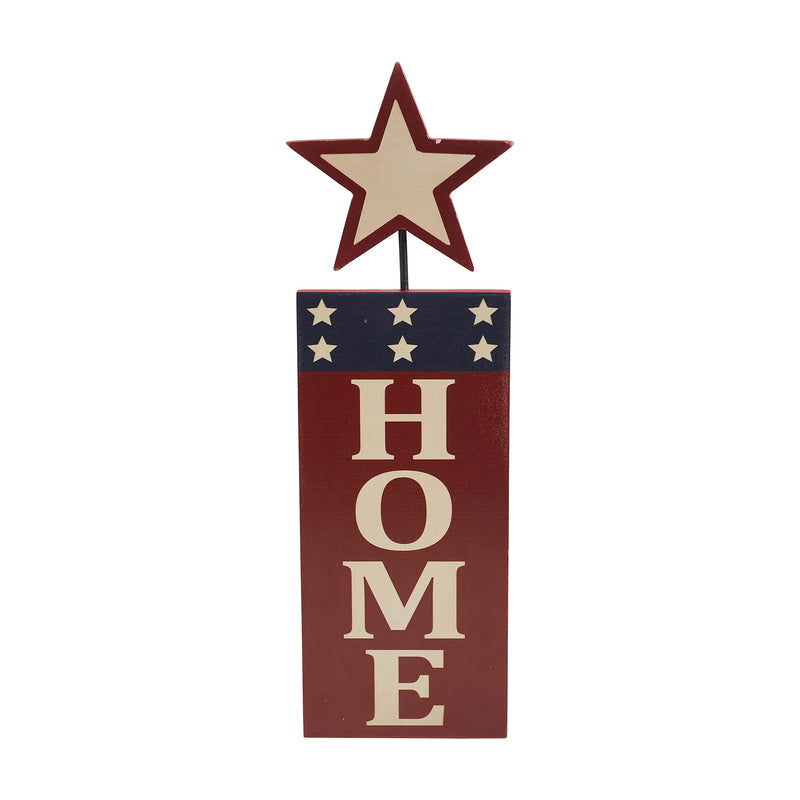 HOME w/ Star In Red Outline MDF Wall Hanging 16x5 **BACKORDERED UNTIL MARCH 2025**