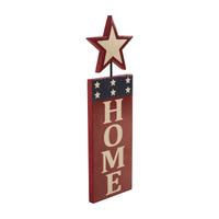 HOME w/ Star In Red Outline MDF Wall Hanging 16x5 **BACKORDERED UNTIL MARCH 2025**