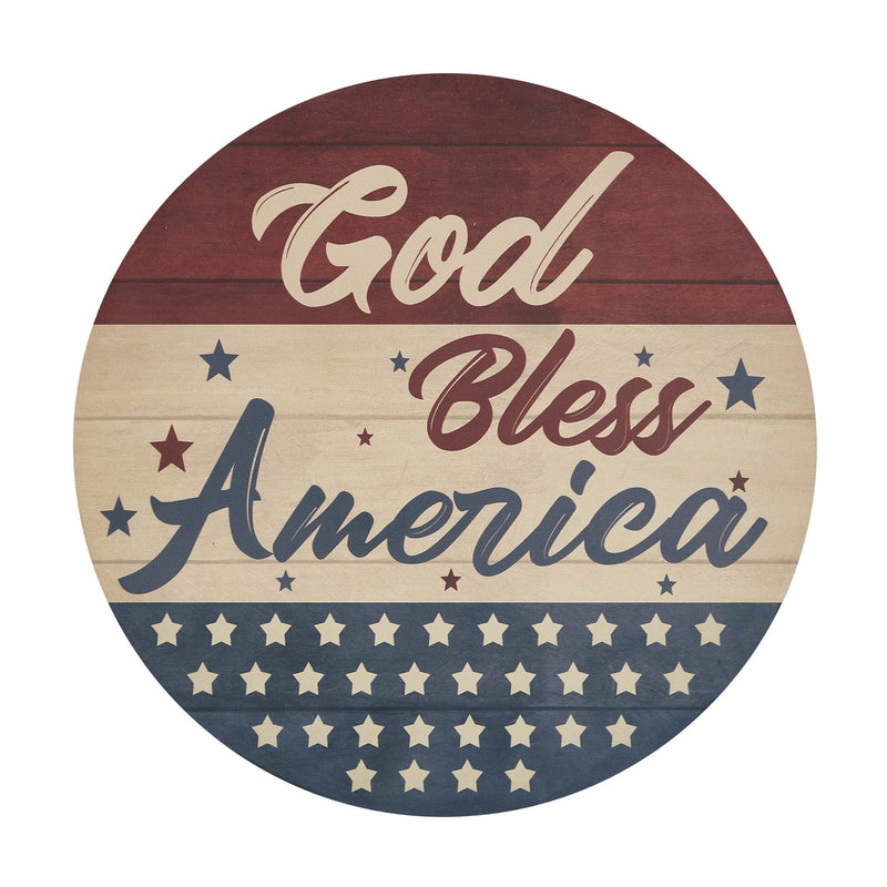 God Bless America Round MDF Wall Hanging 11 Inch Diameter **BACKORDERED UNTIL MARCH 2025**