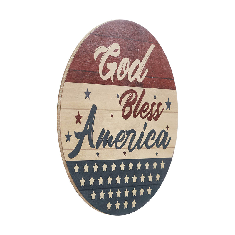 God Bless America Round MDF Wall Hanging 11 Inch Diameter **BACKORDERED UNTIL MARCH 2025**