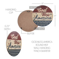 God Bless America Round MDF Wall Hanging 11 Inch Diameter **BACKORDERED UNTIL MARCH 2025**