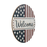 Welcome Stars & Stripes Round Wall Hanging 11 Inch Diameter **BACKORDERED UNTIL MARCH 2025**