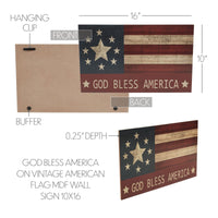 GOD BLESS AMERICA On Vintage American Flag MDF Wall Sign 10x16 **BACKORDERED UNTIL MARCH 2025**