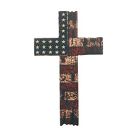 American Flag On Distressed Cross MDF Wall Sign 10x6 **BACKORDERED UNTIL MARCH 2025**