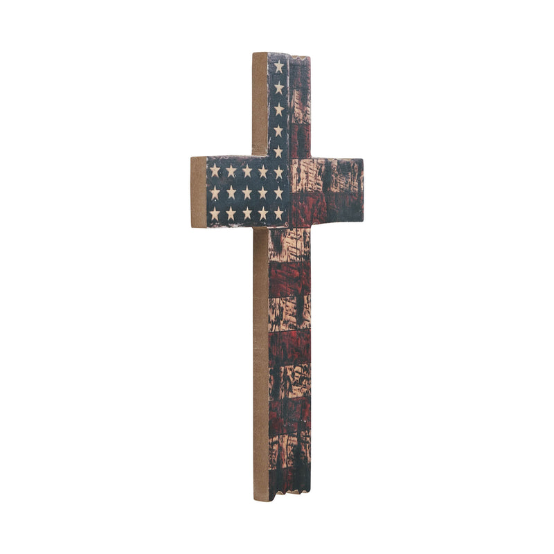 American Flag On Distressed Cross MDF Wall Sign 10x6 **BACKORDERED UNTIL MARCH 2025**