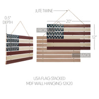 USA Flag Stacked MDF Wall Hanging 12x20 **BACKORDERED UNTIL MARCH 2025**