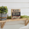 God Bless America White Blue Red MDF Block Sign 6x6x1