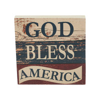 God Bless America White Blue Red MDF Block Sign 6x6x1 **BACKORDERED UNTIL MARCH 2025**