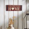 Welcome To Our Home w/ White Stars On Blue Stripes MDF Wall Sign 6x18 **BACKORDERED UNTIL MARCH 2025**