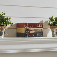 Let Freedom Ring MDF Block Sign w/ American Map Ornament On Twine 4x6x5