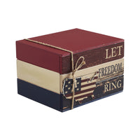 Let Freedom Ring MDF Block Sign w/ American Map Ornament On Twine 4x6x5 **BACKORDERED UNTIL MARCH 2025**