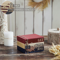 Let Freedom Ring MDF Block Sign w/ American Map Ornament On Twine 4x6x5 **BACKORDERED UNTIL MARCH 2025**