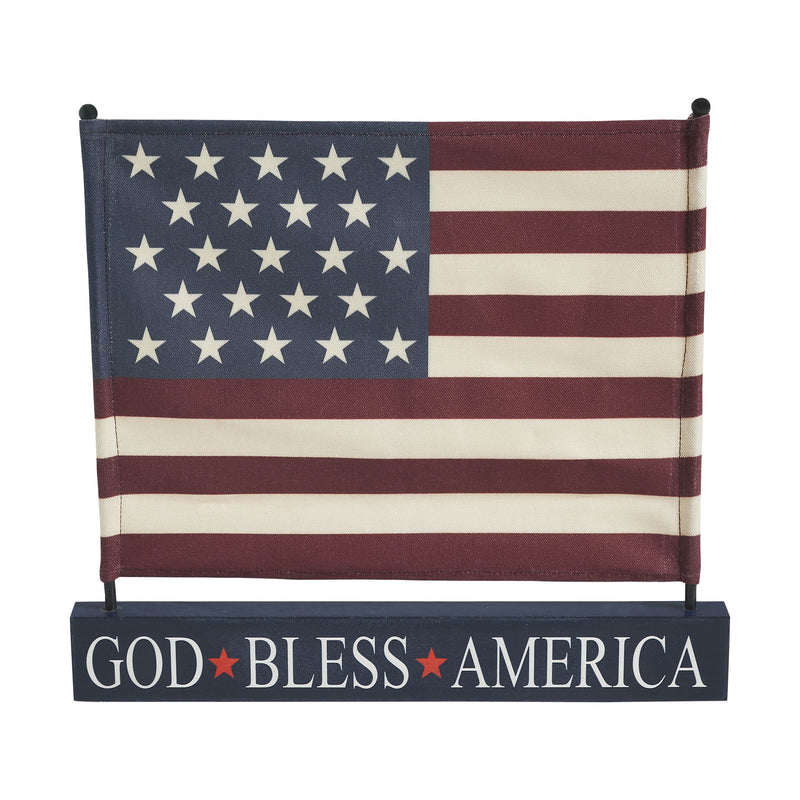 Canvas American Flag on Blue GBA MDF Base Decor 12x14x1 **BACKORDERED UNTIL MARCH 2025**