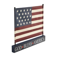 Canvas American Flag on Blue GBA MDF Base Decor 12x14x1 **BACKORDERED UNTIL MARCH 2025**