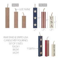 RWB Stars & Stripes USA Candle MDF Figurines Set of 3 Sizes **BACKORDERED UNTIL MARCH 2025**