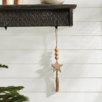 Natural Beads Star & Tassel Ornament 10x3 **BACKORDERED UNTIL MARCH 2025**