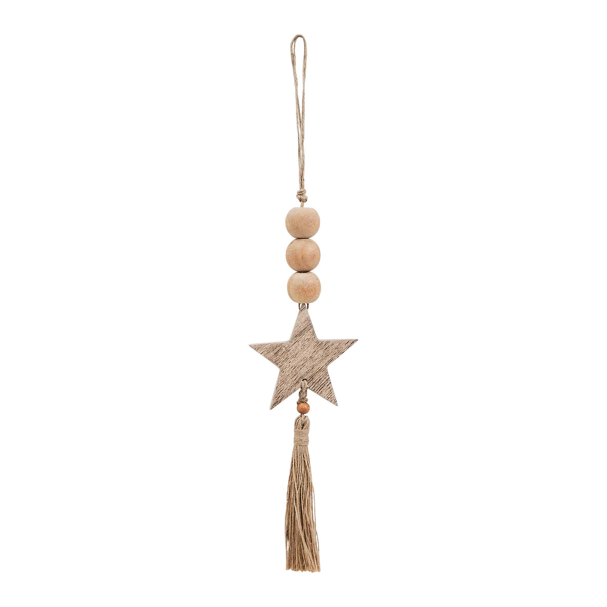 Natural Beads Star & Tassel Ornament 10x3