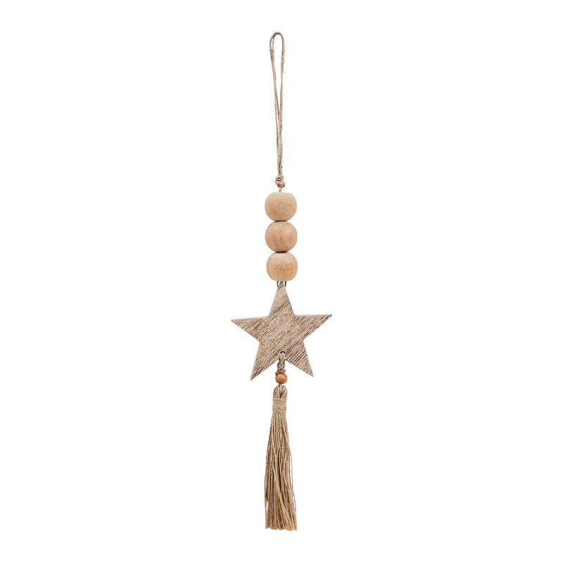 Natural Beads Star & Tassel Ornament 10x3 **BACKORDERED UNTIL MARCH 2025**