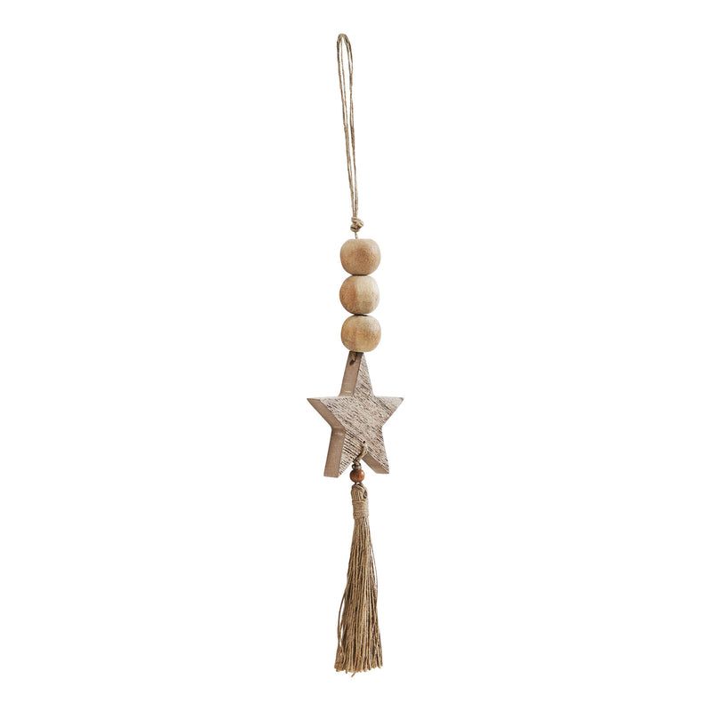 Natural Beads Star & Tassel Ornament 10x3 **BACKORDERED UNTIL MARCH 2025**