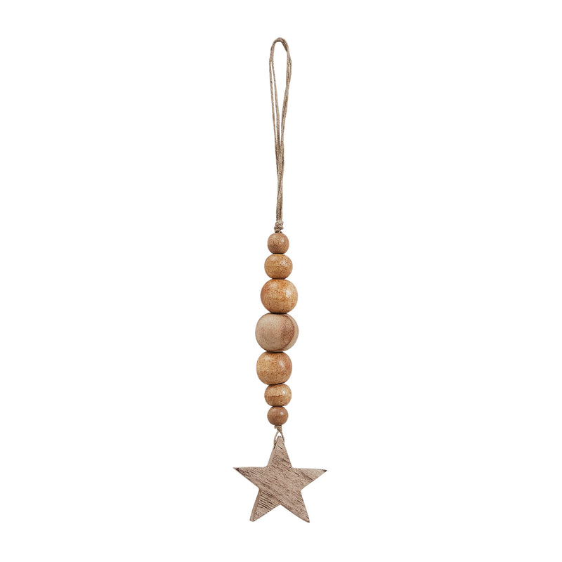 Natural Beads & Star Ornament 6x2 **BACKORDERED UNTIL MARCH 2025**