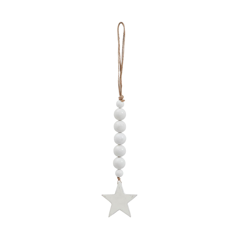 White Beads & Star Ornament 6x2 **BACKORDERED UNTIL MARCH 2025**