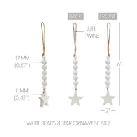 White Beads & Star Ornament 6x2 **BACKORDERED UNTIL MARCH 2025**