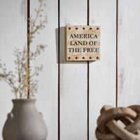 My Country America Land Of The Free w/ Red Stars MDF Block Sign 6x6x1 **BACKORDERED UNTIL MARCH 2025**