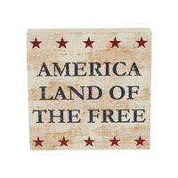 My Country America Land Of The Free w/ Red Stars MDF Block Sign 6x6x1 **BACKORDERED UNTIL MARCH 2025**