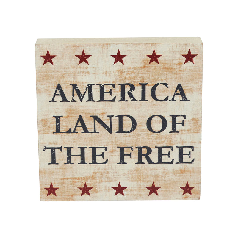 My Country America Land Of The Free w/ Red Stars MDF Block Sign 6x6x1 **BACKORDERED UNTIL MARCH 2025**