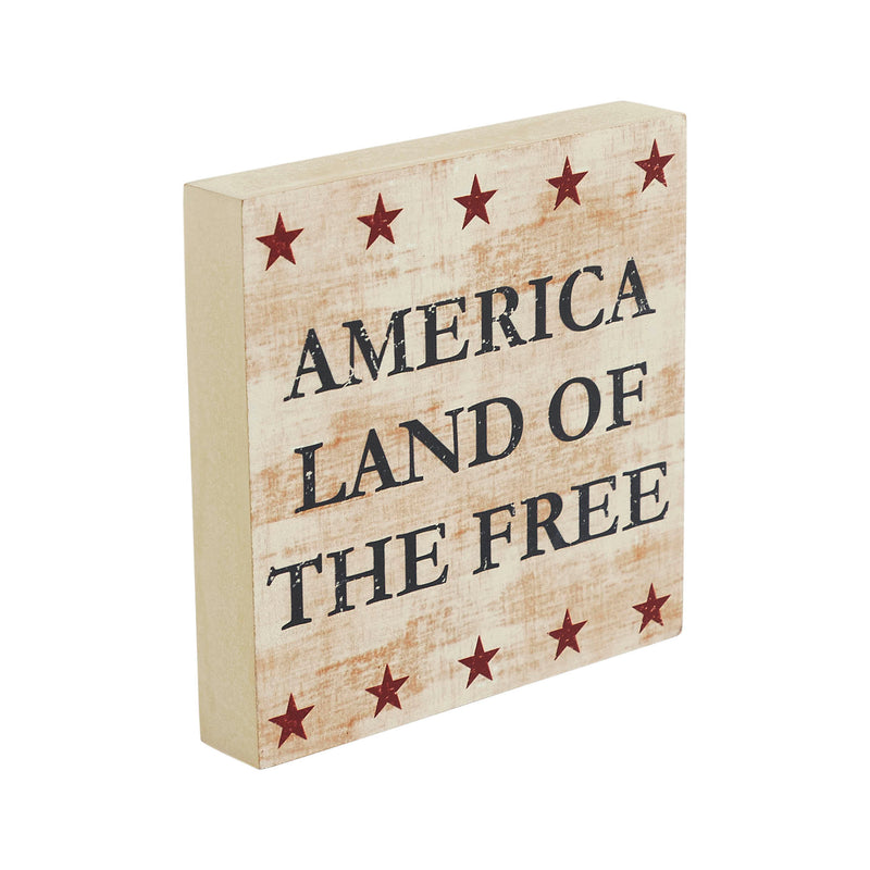 My Country America Land Of The Free w/ Red Stars MDF Block Sign 6x6x1 **BACKORDERED UNTIL MARCH 2025**