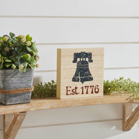 My Country Blue Liberty Bell Est 1776 MDF Block Sign 6x6x1