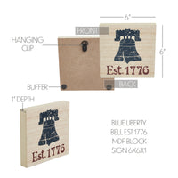 My Country Blue Liberty Bell Est 1776 MDF Block Sign 6x6x1 **BACKORDERED UNTIL MARCH 2025**