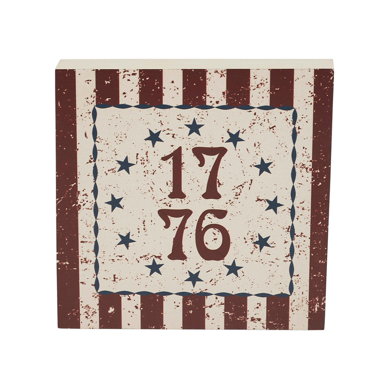 My Country 1776 w/ Blue Stars & Stripes MDF Block Sign 6x6x1 **BACKORDERED UNTIL MARCH 2025**