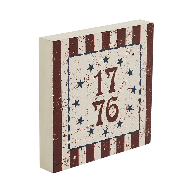 My Country 1776 w/ Blue Stars & Stripes MDF Block Sign 6x6x1 **BACKORDERED UNTIL MARCH 2025**