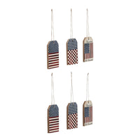 My Country Americana MDF Tag Ornaments w/ Twines 5x2.5x0.5 Sets of 6