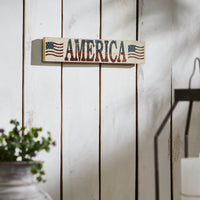 My Country AMERICA Two Flags MDF Wall Hanging 3x14x0.75 **BACKORDERED UNTIL MARCH 2025**