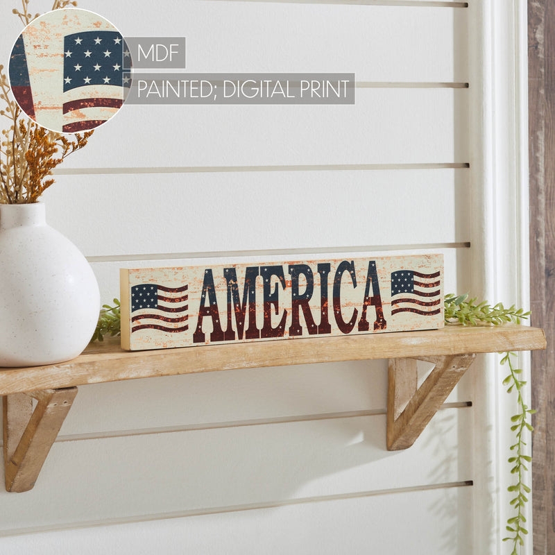 My Country AMERICA Two Flags MDF Wall Hanging 3x14x0.75 **BACKORDERED UNTIL MARCH 2025**