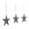 My Country White Stars On Navy MDF Star Ornament 5.25x5x0.125 Set of 3 **BACKORDERED UNTIL MARCH 2025**