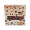 My Country USA Proud Red Truck w/ Red & Blue Stars MDF Block Sign 6x6x1 **BACKORDERED UNTIL MARCH 2025**