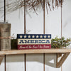 AMERICA Home Of The Free And The Brave w/ White Stars On Blue Stripe MDF Sign 3.5x9