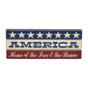 AMERICA Home Of The Free And The Brave w/ White Stars On Blue Stripe MDF Sign 3.5x9 **BACKORDERED UNTIL MARCH 2025**