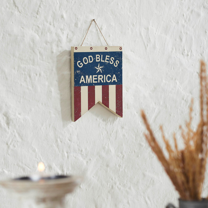 God Bless America Dovetail Flag MDF Wall Hanging 8x6