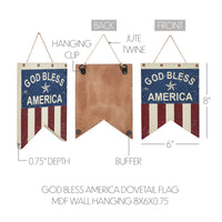 God Bless America Dovetail Flag MDF Wall Hanging 8x6 **BACKORDERED UNTIL MARCH 2025**